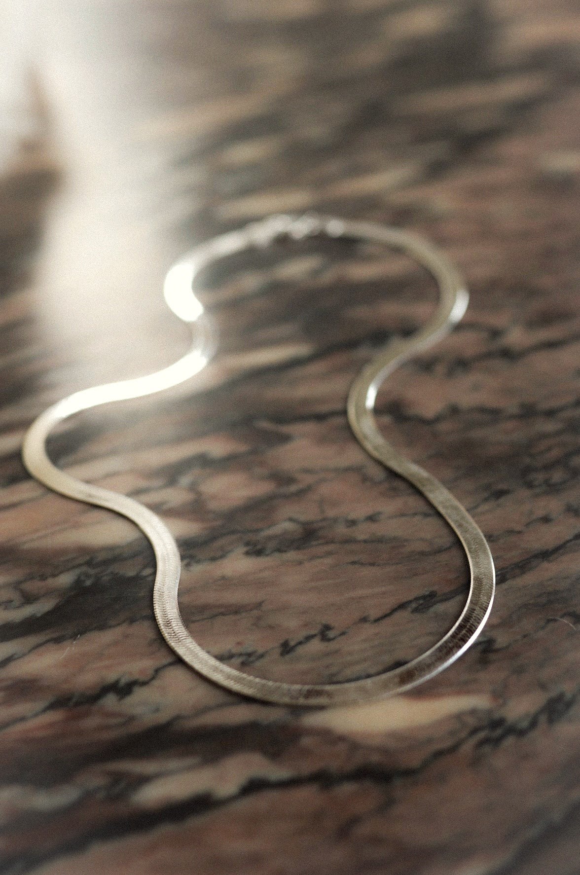 Rhodium Plated Herringbone Chain- 18"