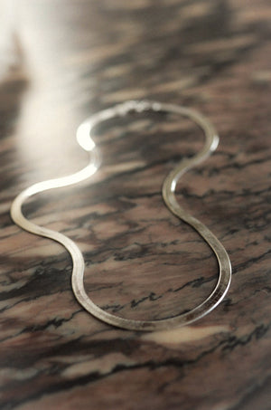 Rhodium Plated Herringbone Chain- 18"