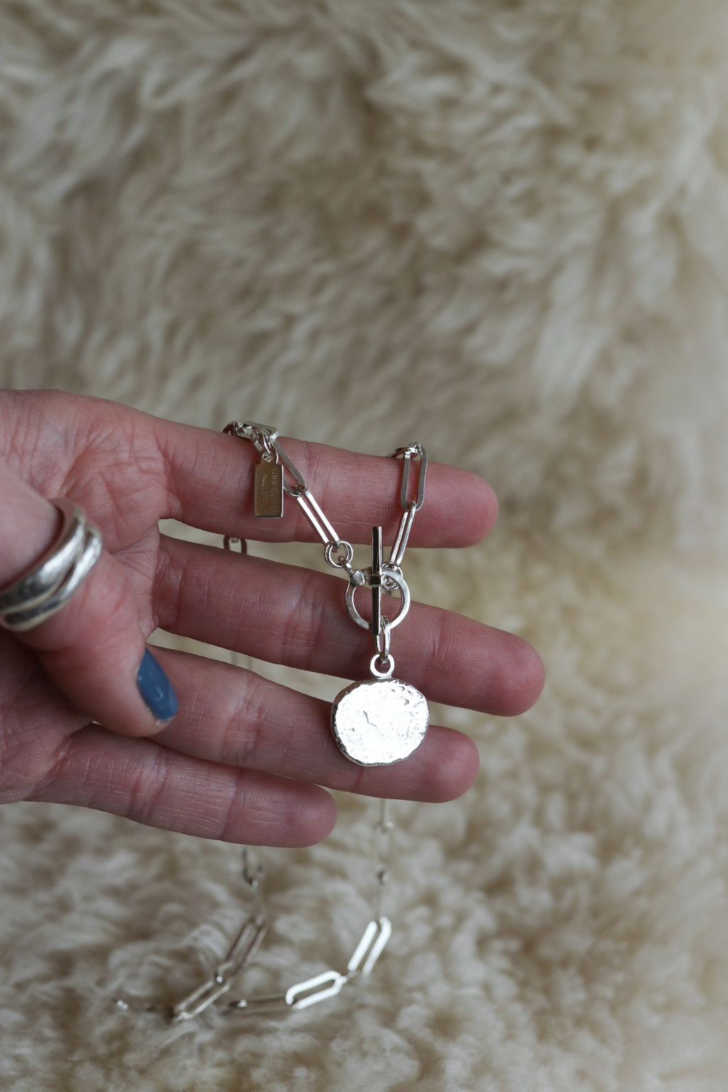 Textured Silver Medallion Necklace #2