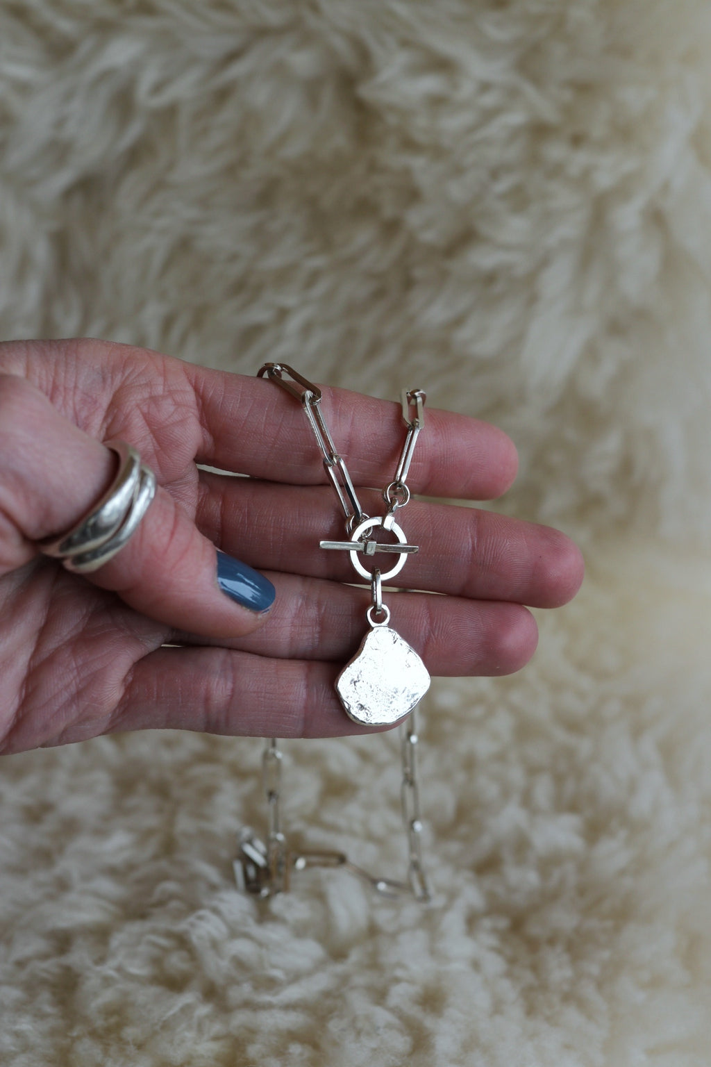 Textured Silver Medallion Necklace #1