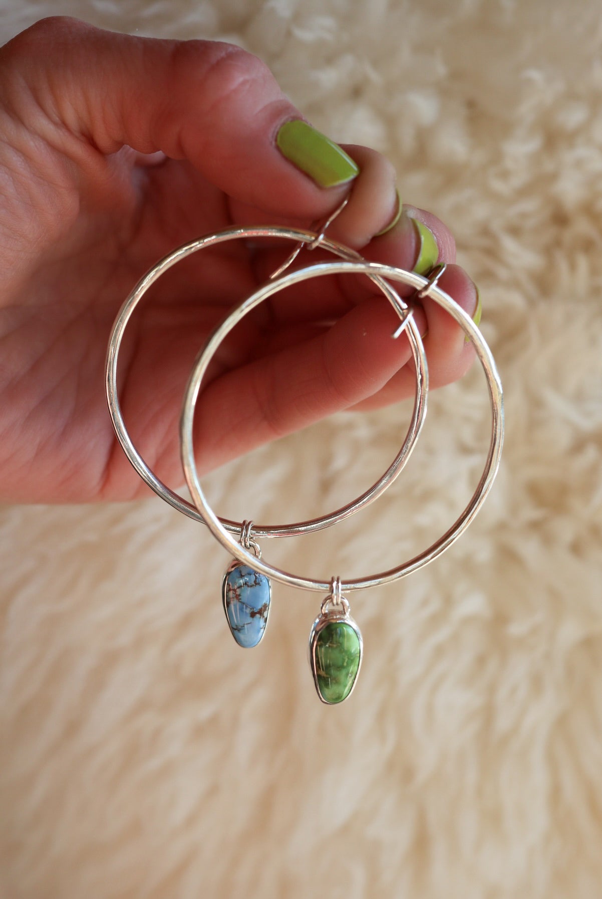 Turquoise Hoops #93