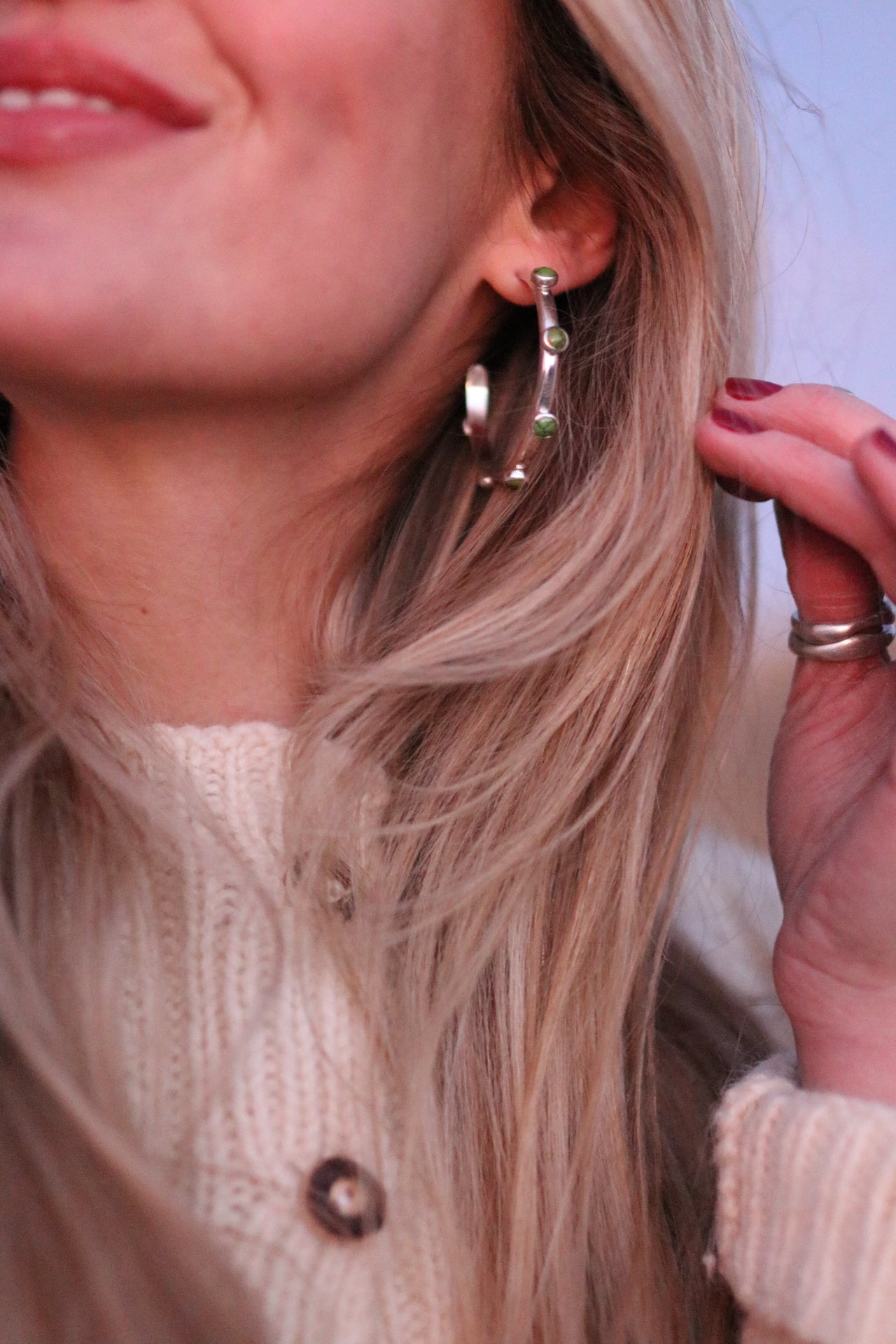 Silver Studded Hoops