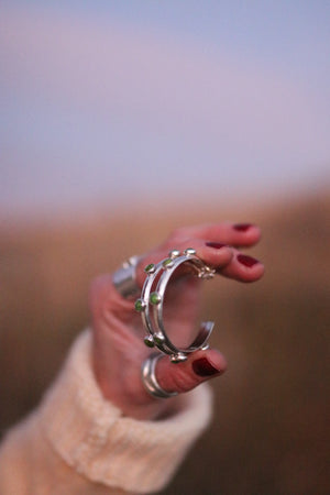 Silver Studded Hoops