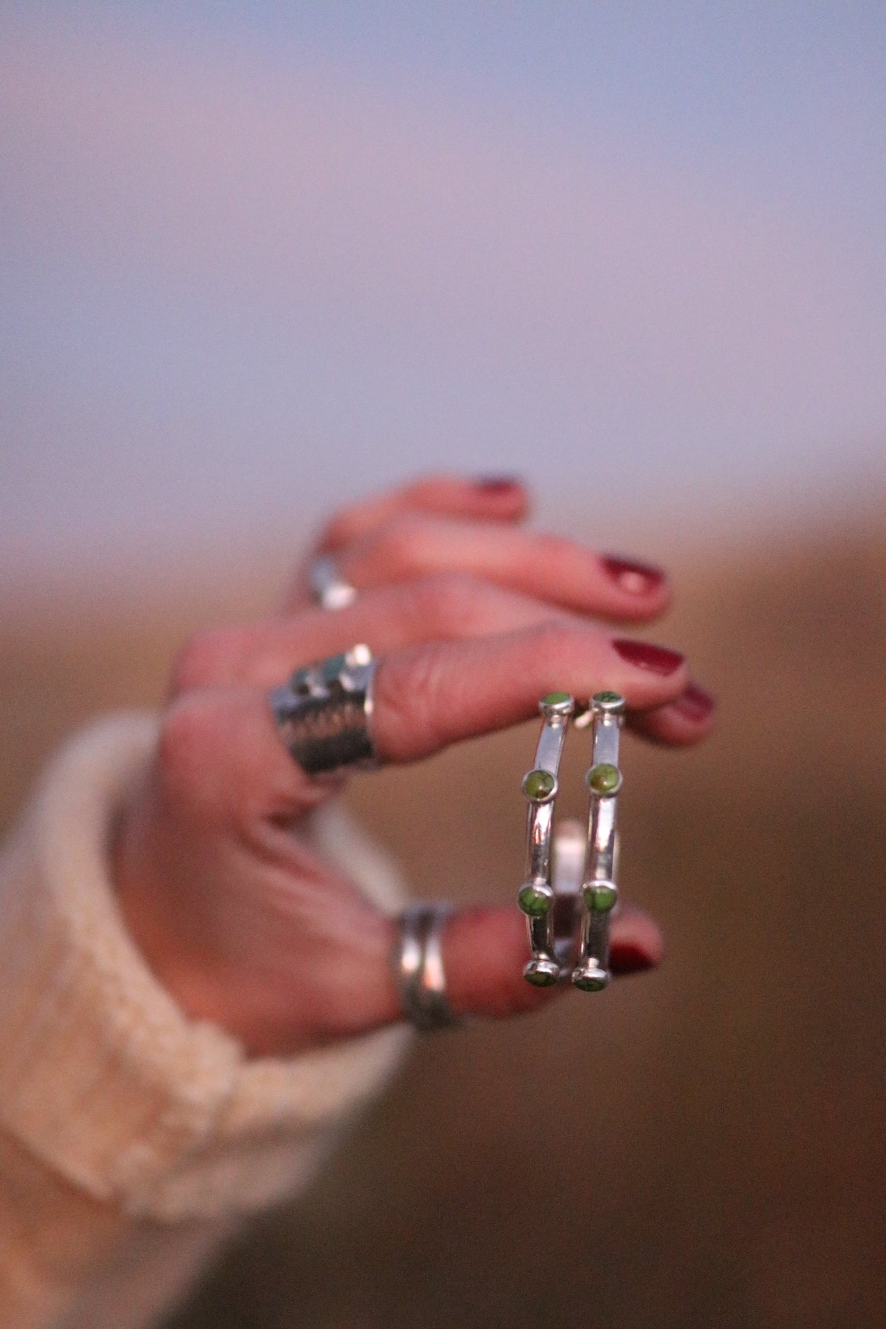 Silver Studded Hoops