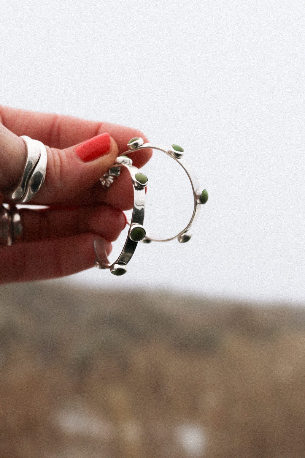 Silver Studded Hoops