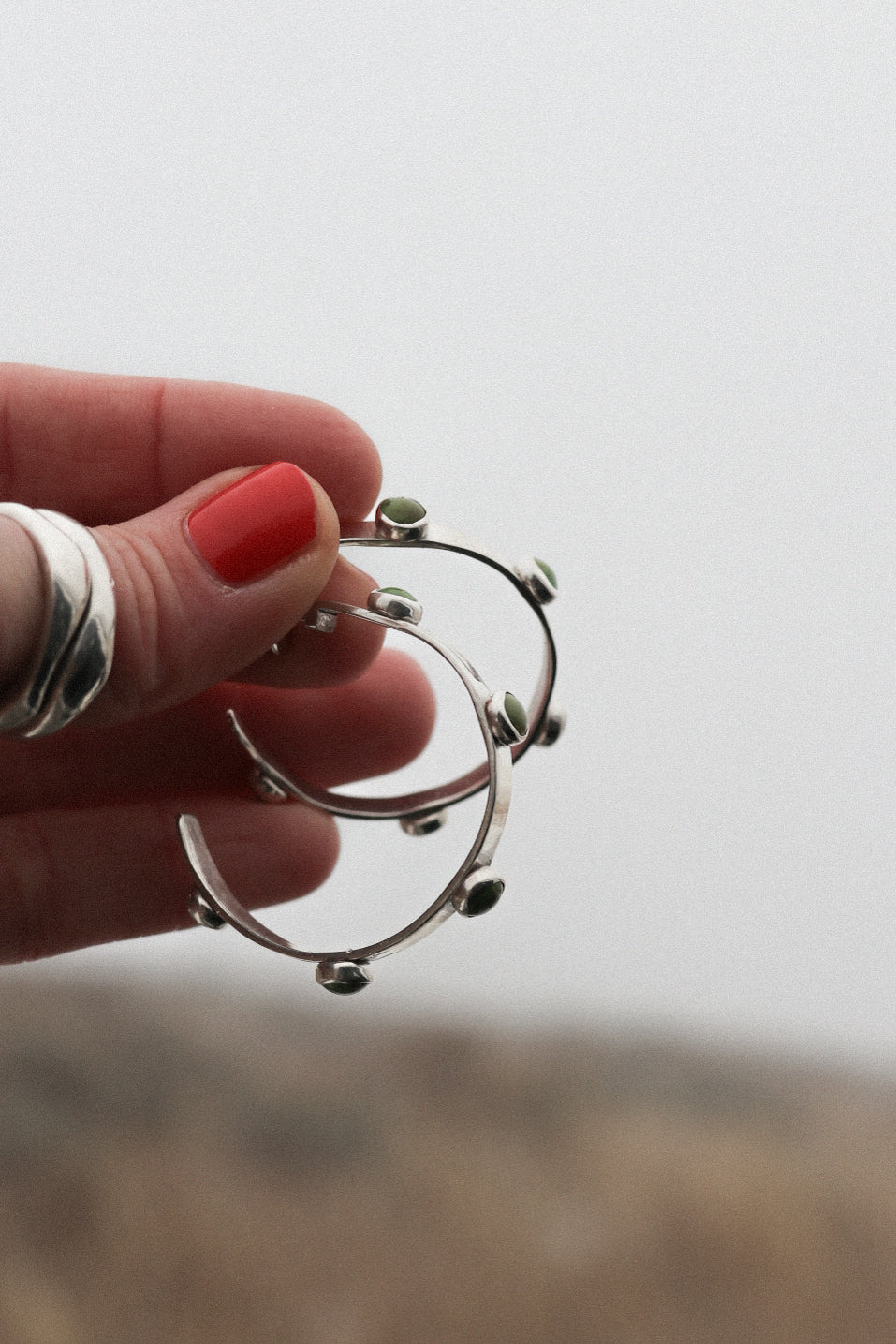 Silver Studded Hoops