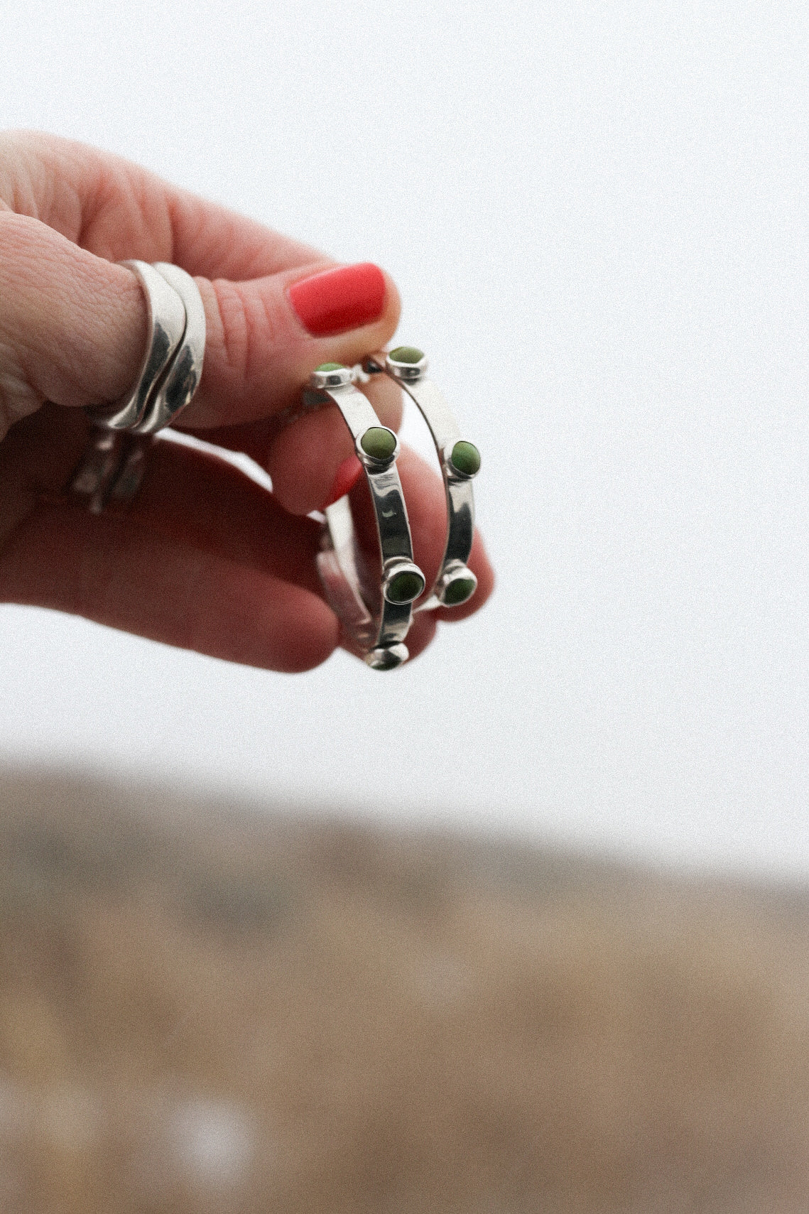 Silver Studded Hoops