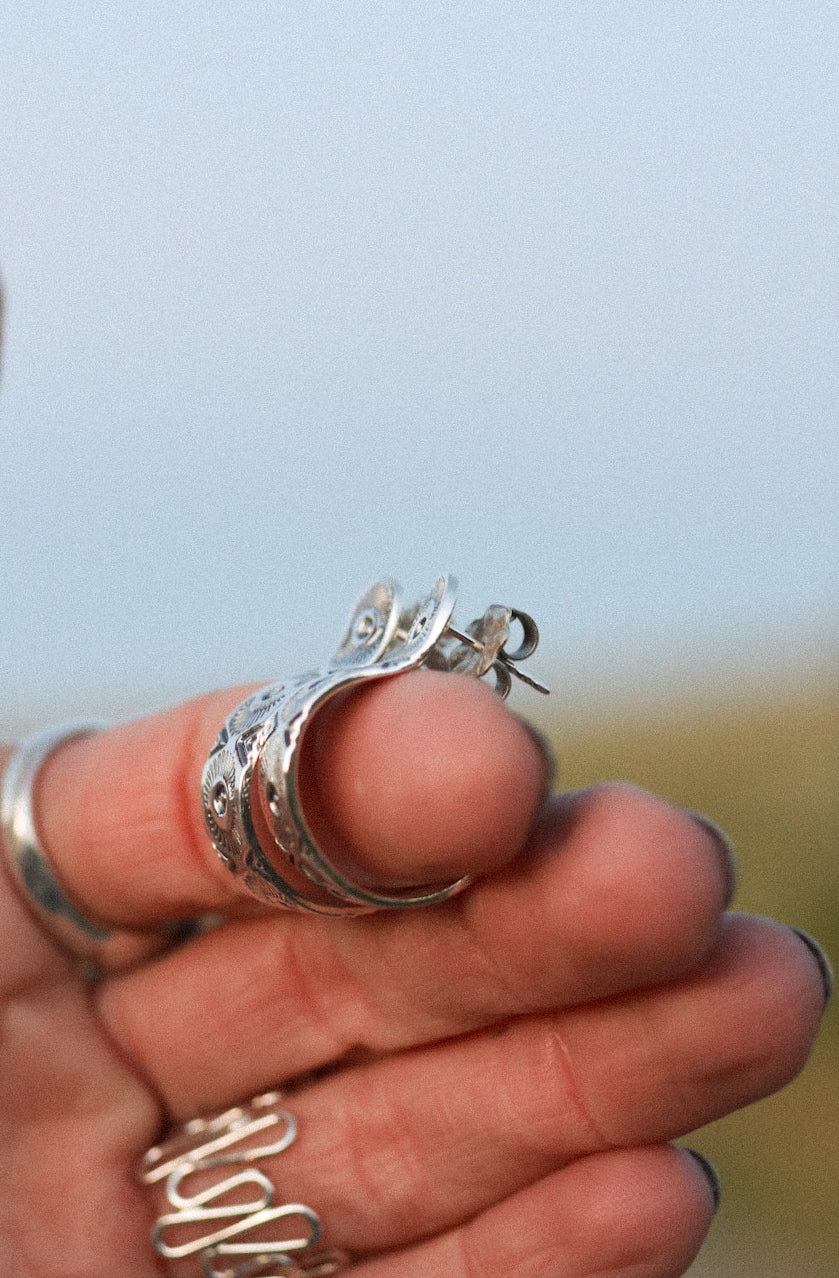 Stamped Huggie Hoops- Made to Order