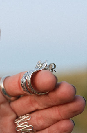 Stamped Huggie Hoops- Made to Order
