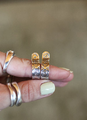Stamped Huggie Hoops- Made to Order