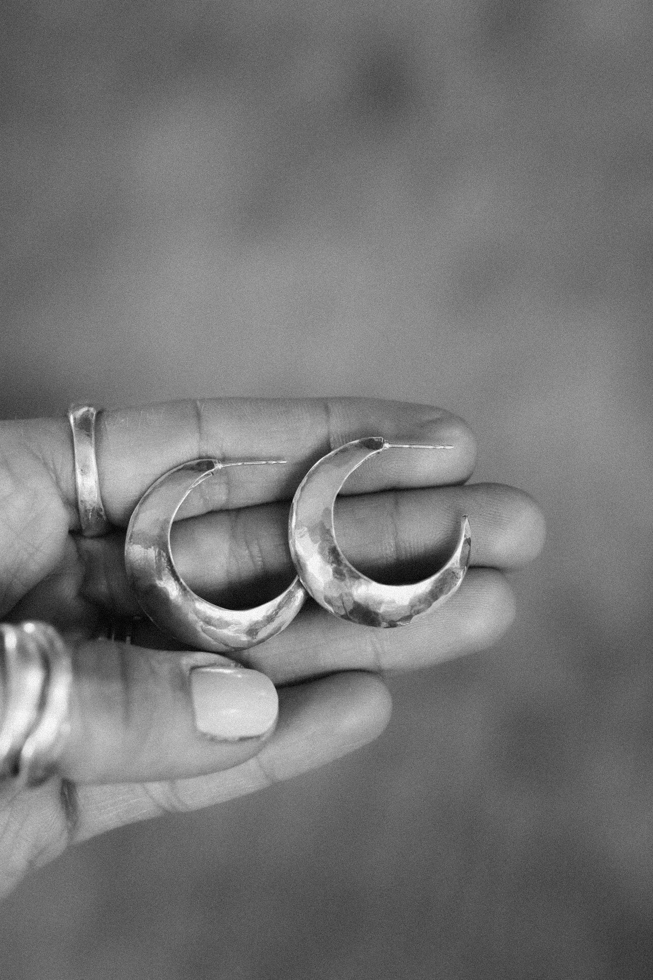 Crescent Moon Huggie Hoops- Made to Order