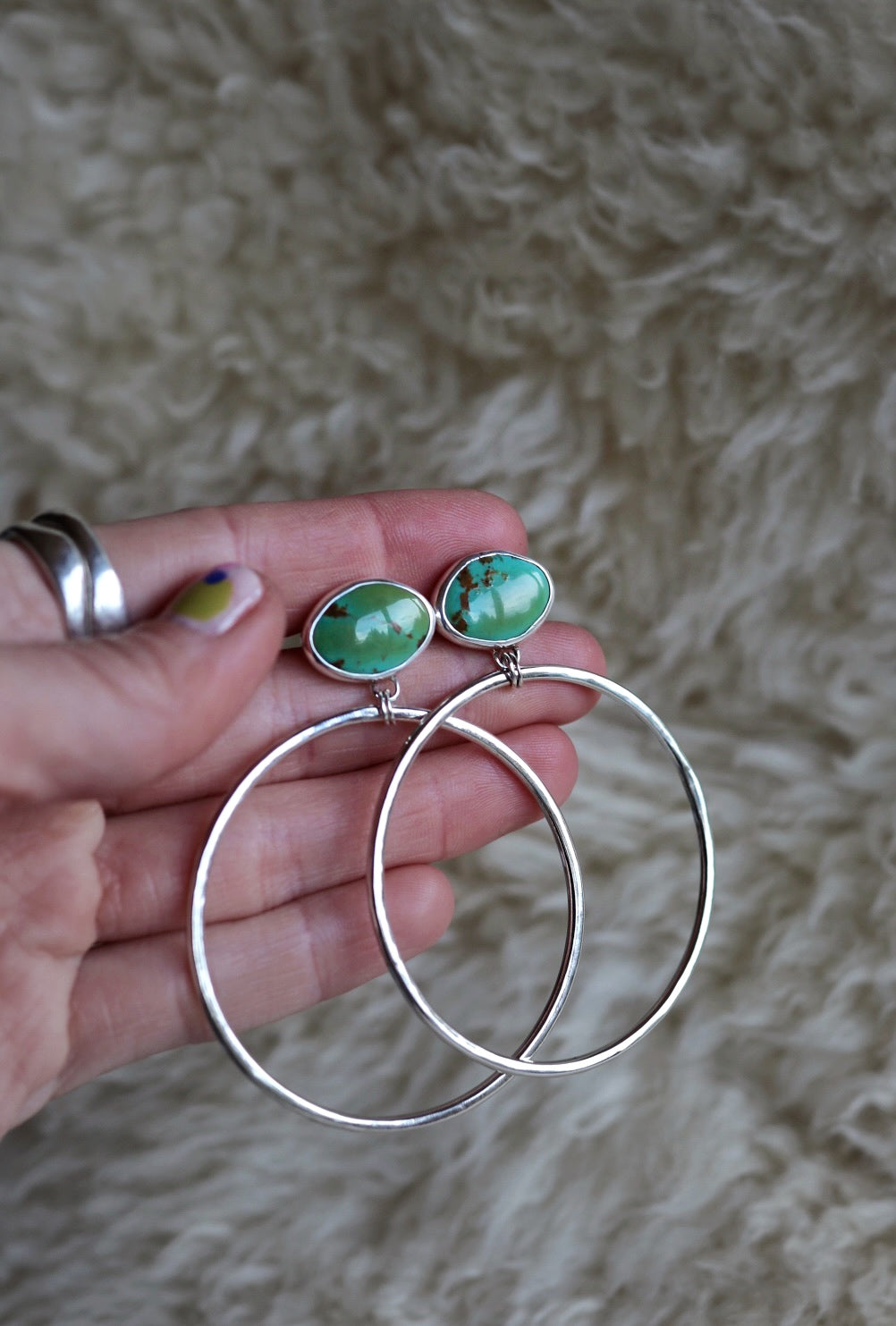 Turquoise Hoops #81