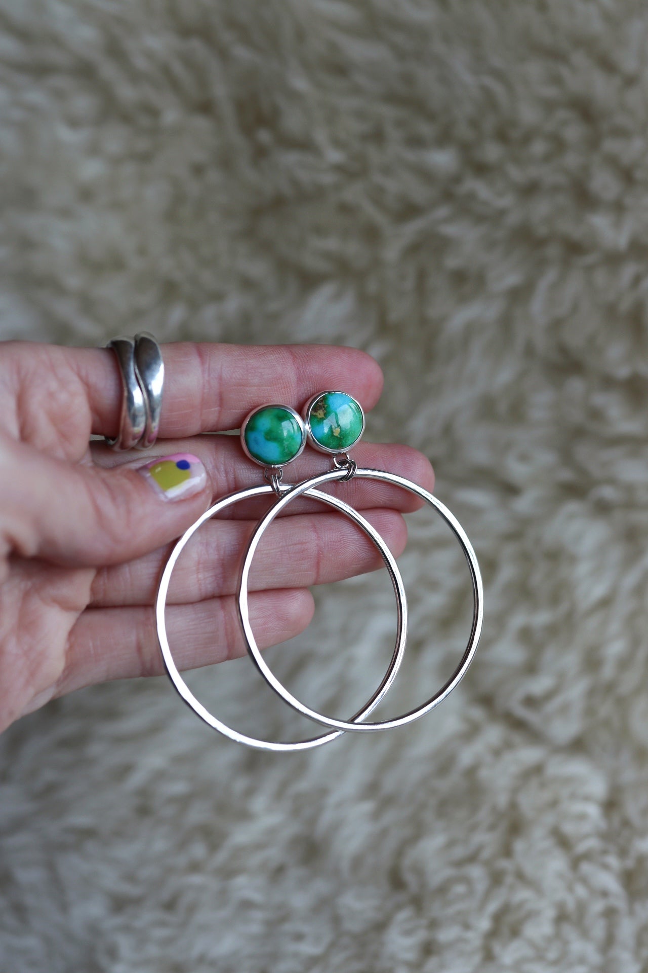 Turquoise Hoops #79