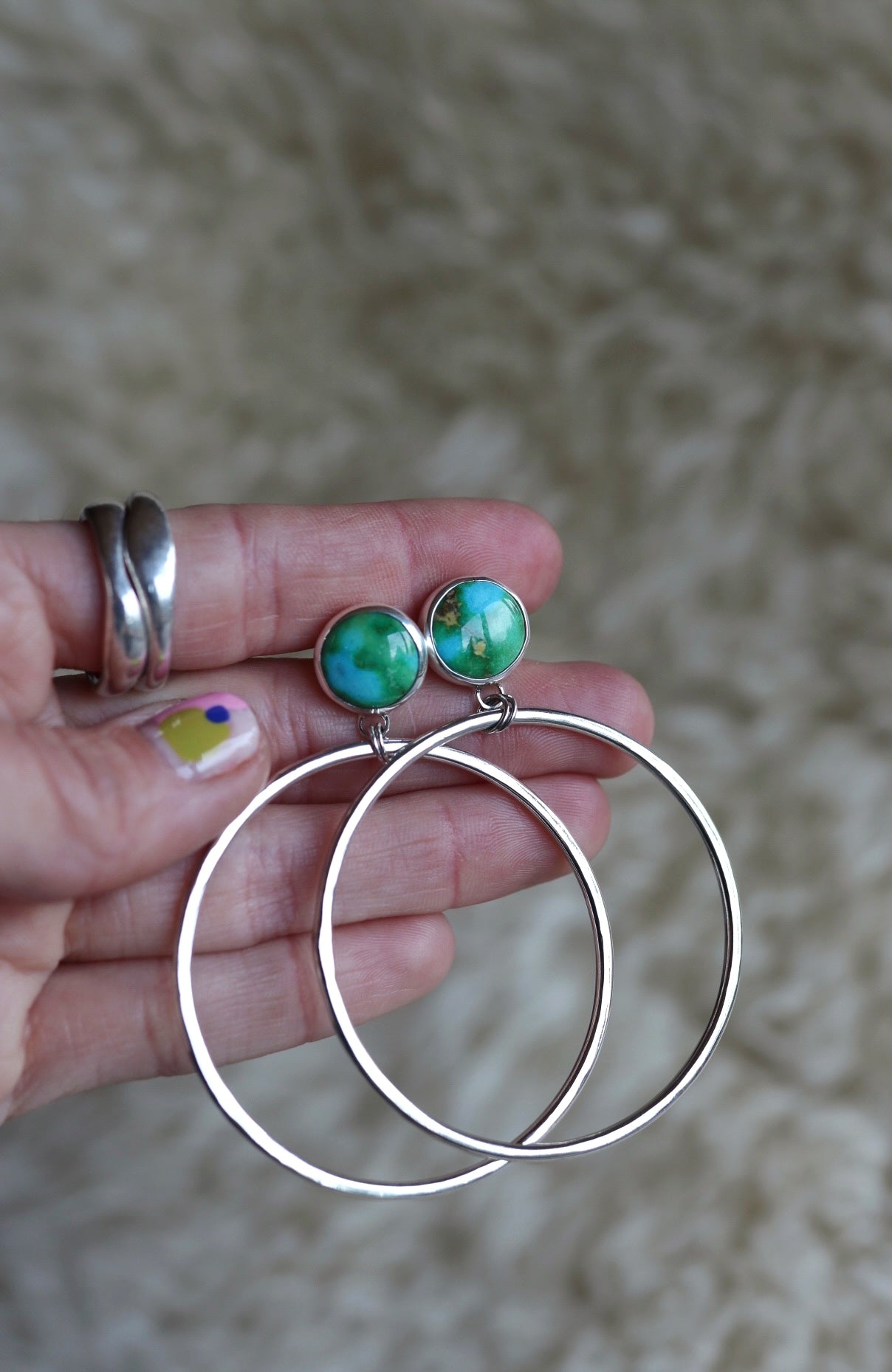 Turquoise Hoops #79