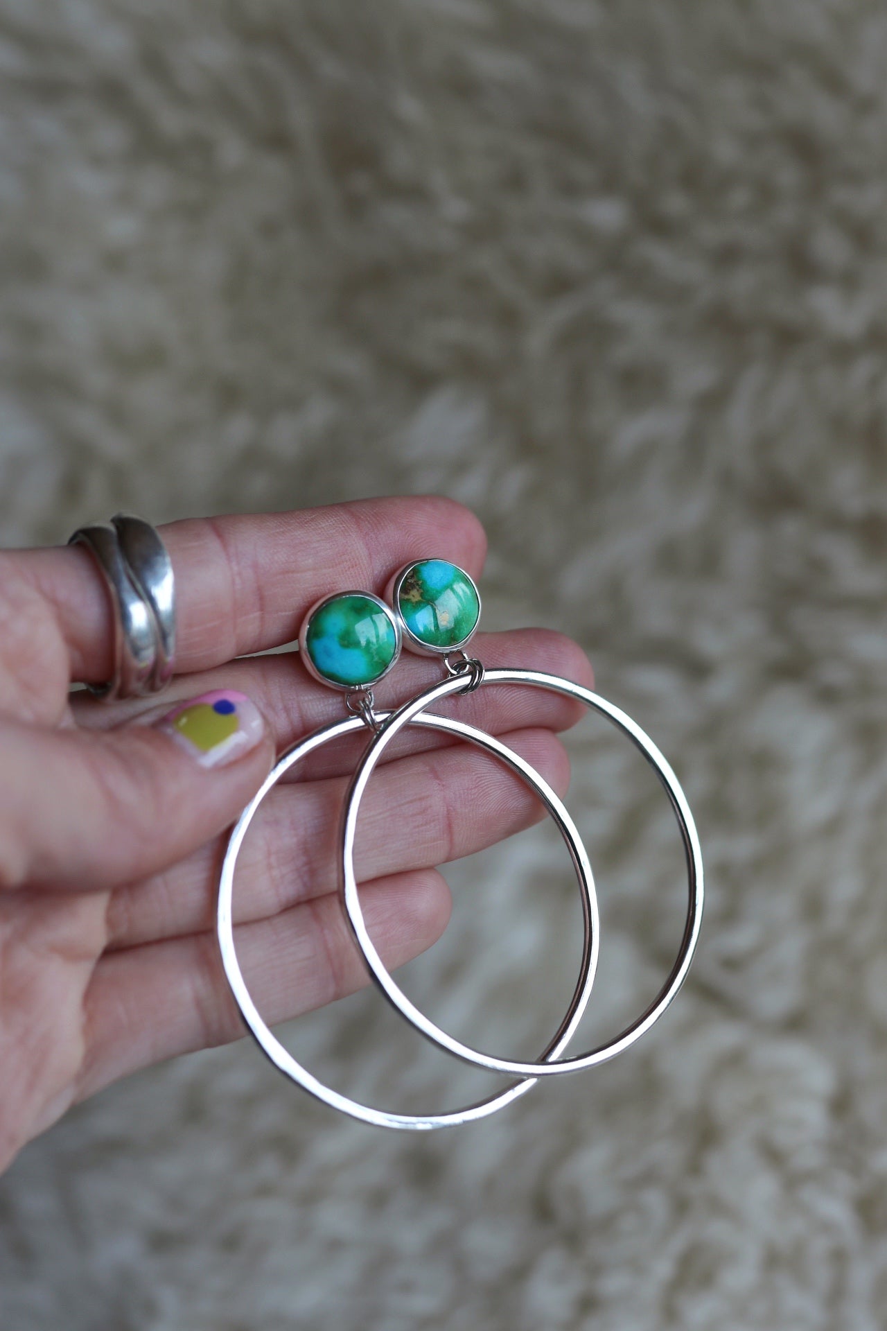 Turquoise Hoops #79