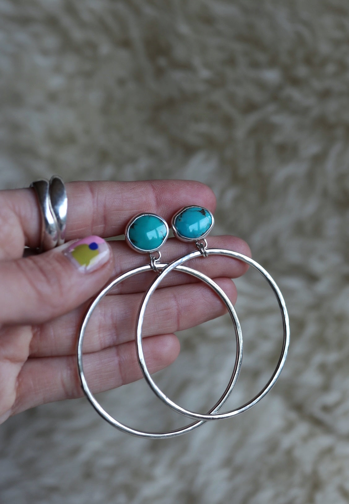 Turquoise Hoops #78