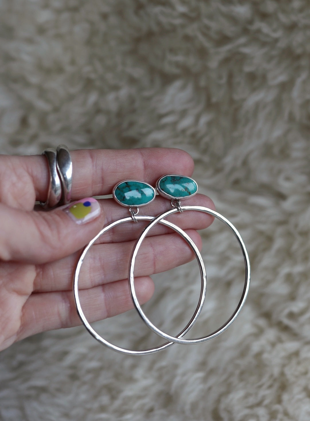 Turquoise Hoops #77