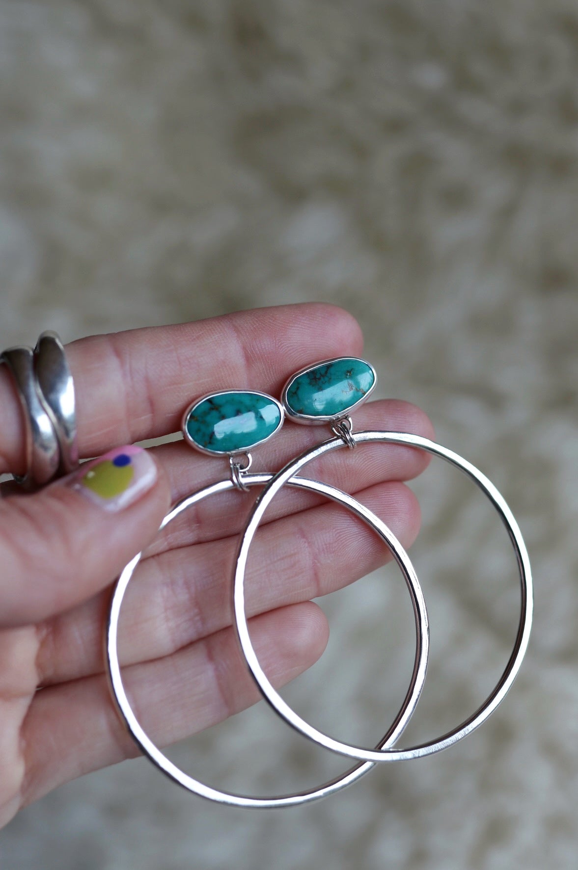 Turquoise Hoops #77