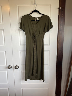 48: Olive Green Cutout Dress