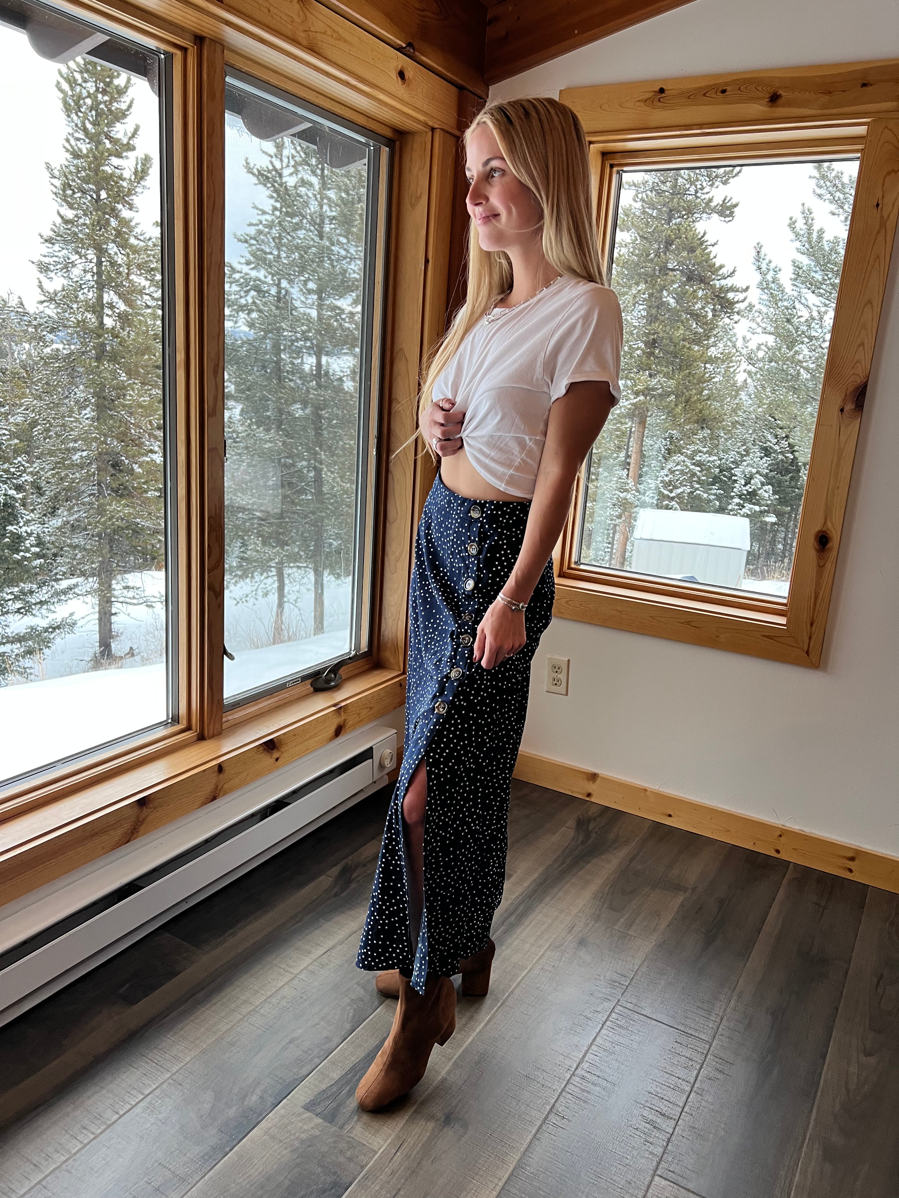 15: Blue Polka Dot Skirt