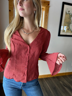 45: Polka Dot Bell Sleeve Top