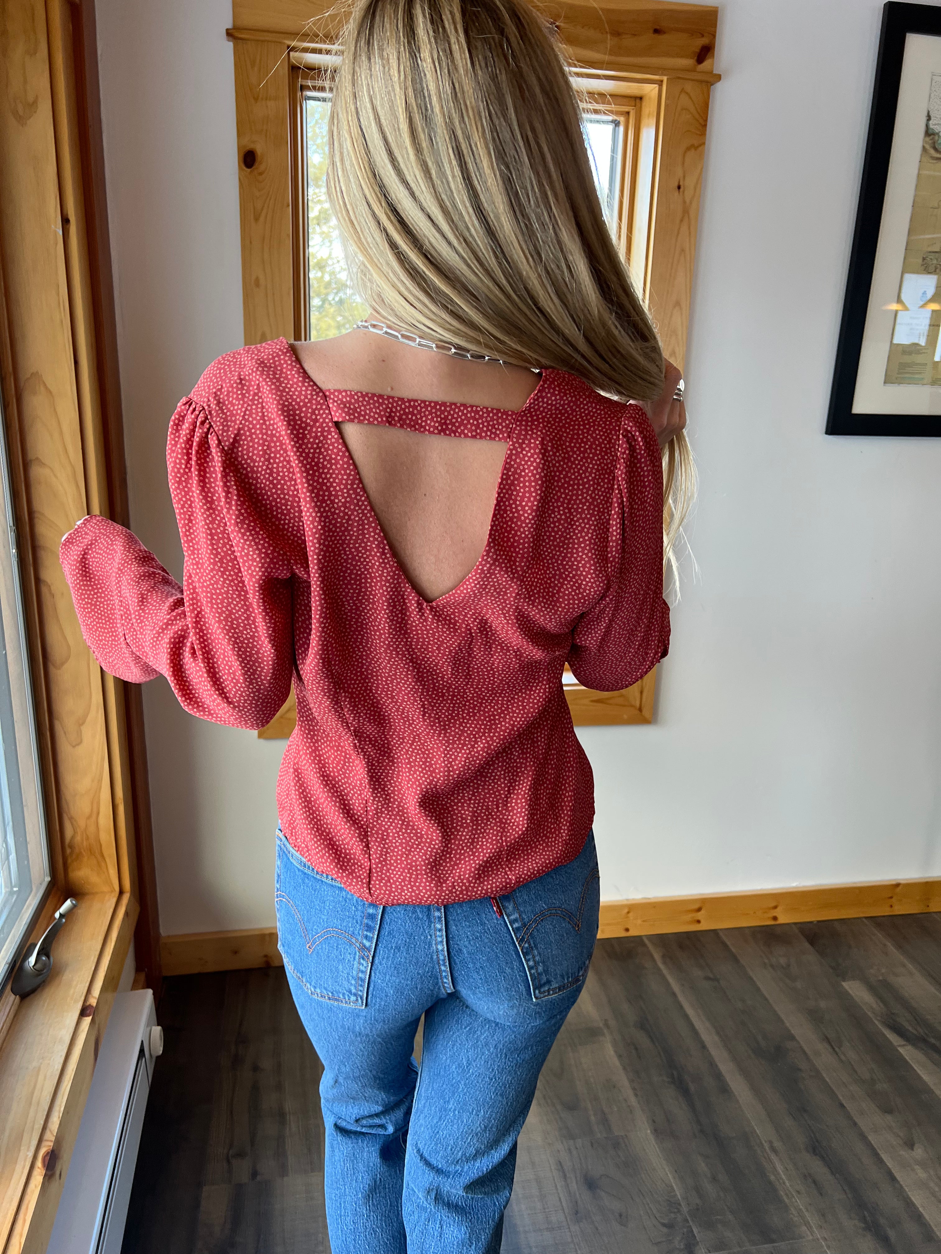 45: Polka Dot Bell Sleeve Top