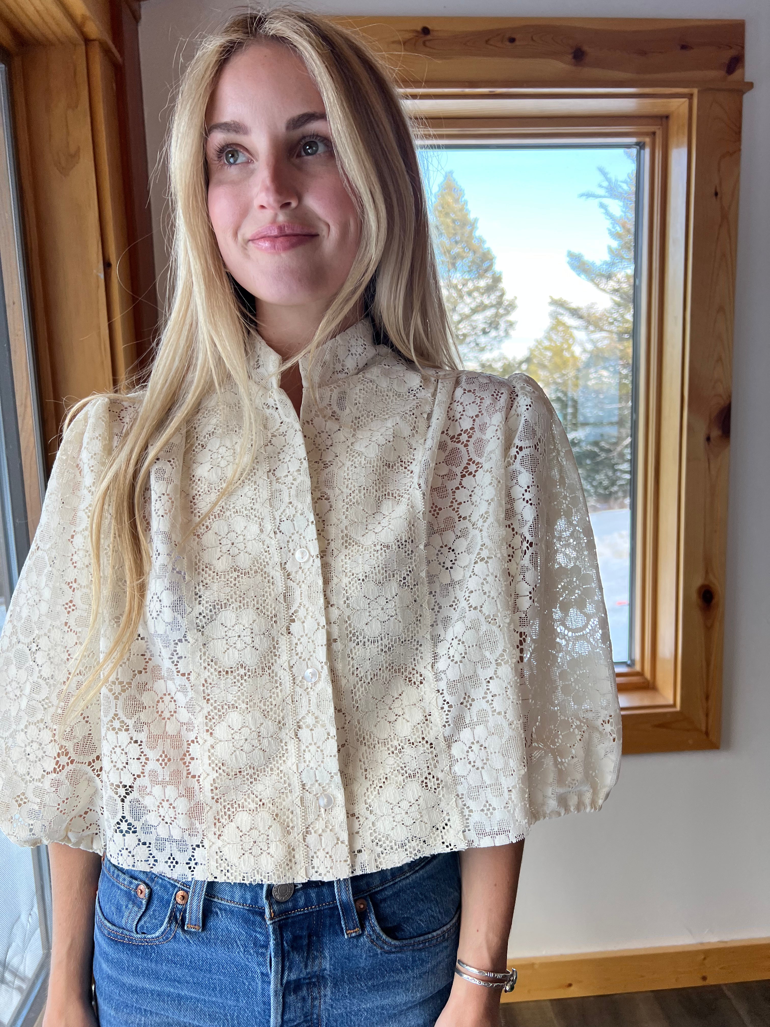 47: Vintage Cream Lace Top