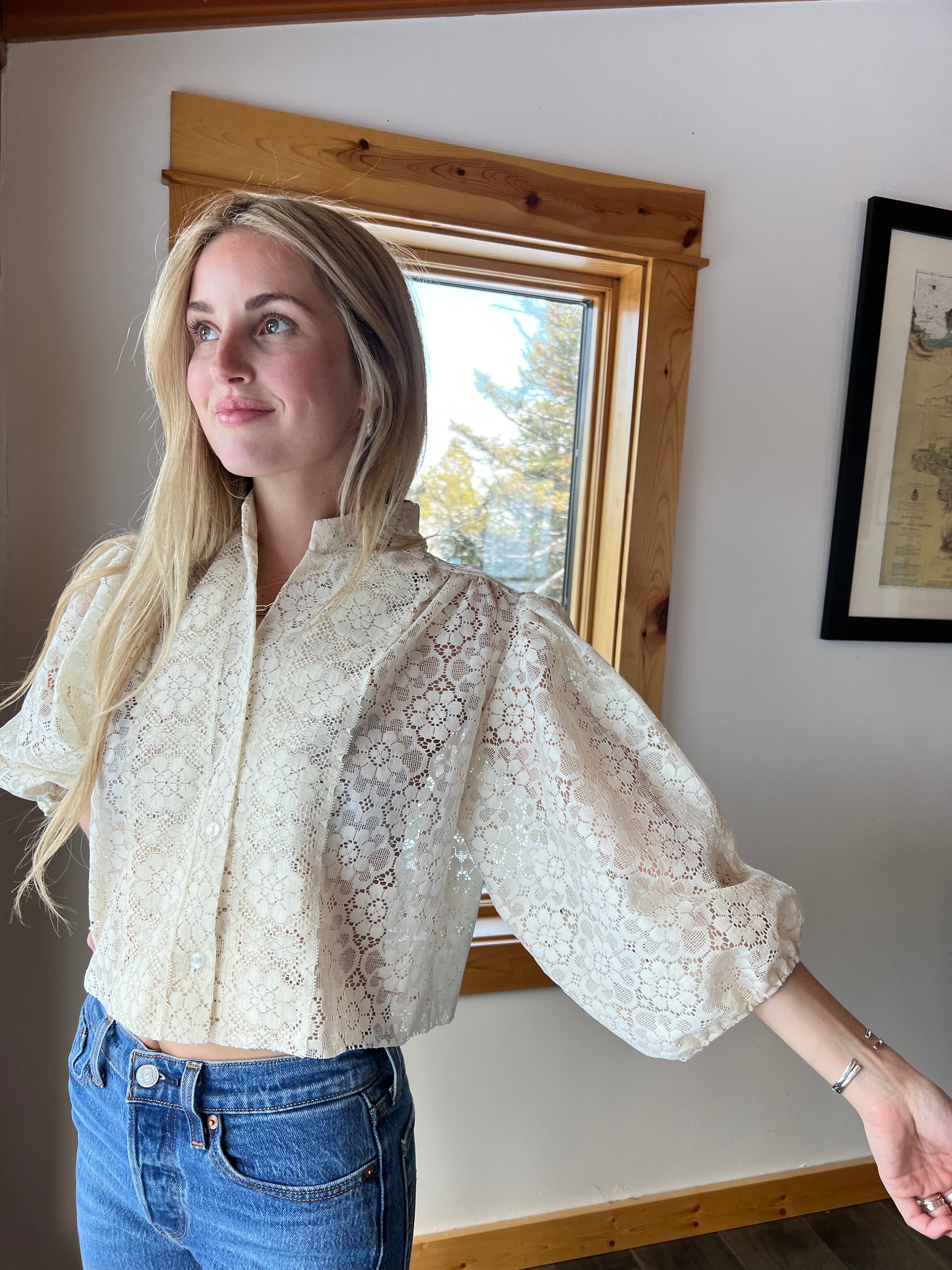 47: Vintage Cream Lace Top