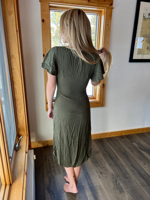 48: Olive Green Cutout Dress