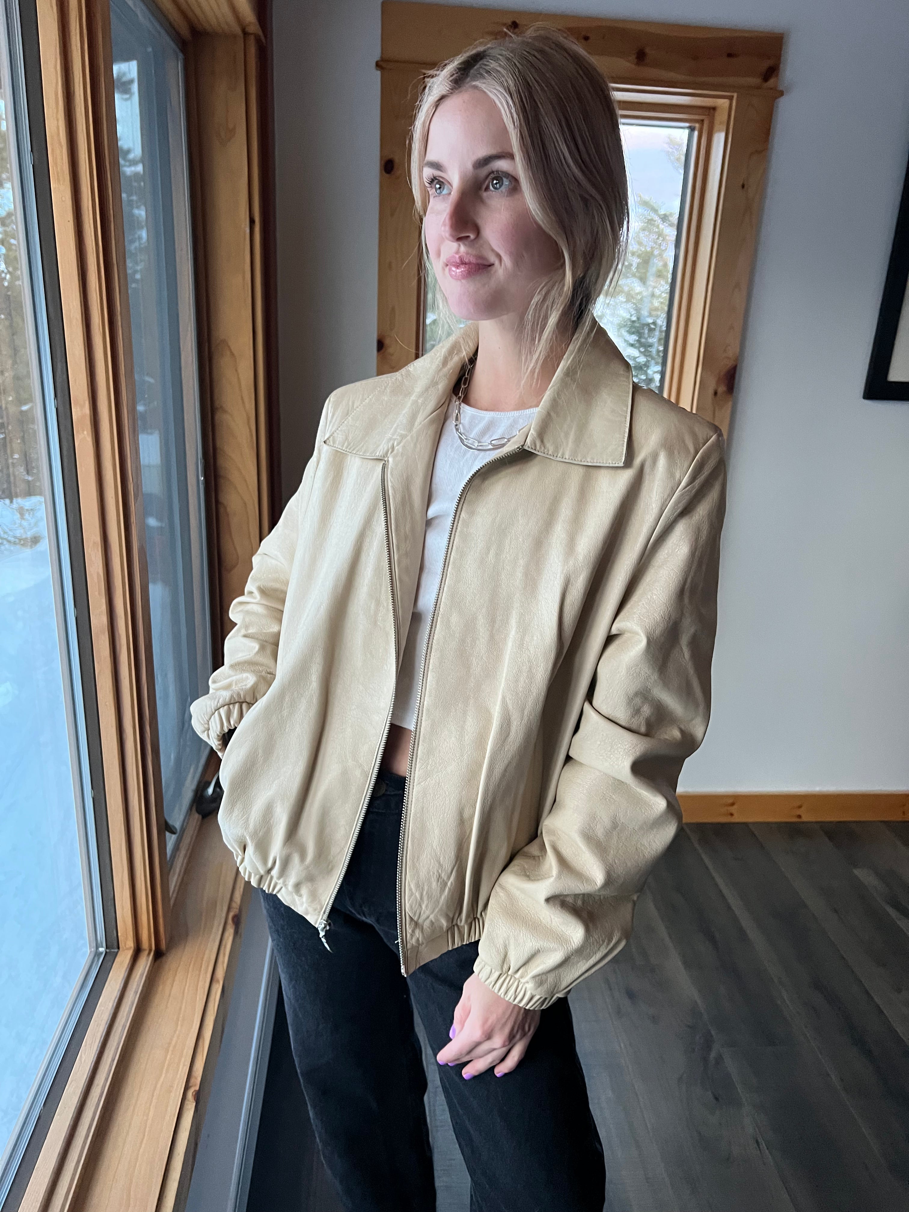 77: Tan Genuine Leather Jacket