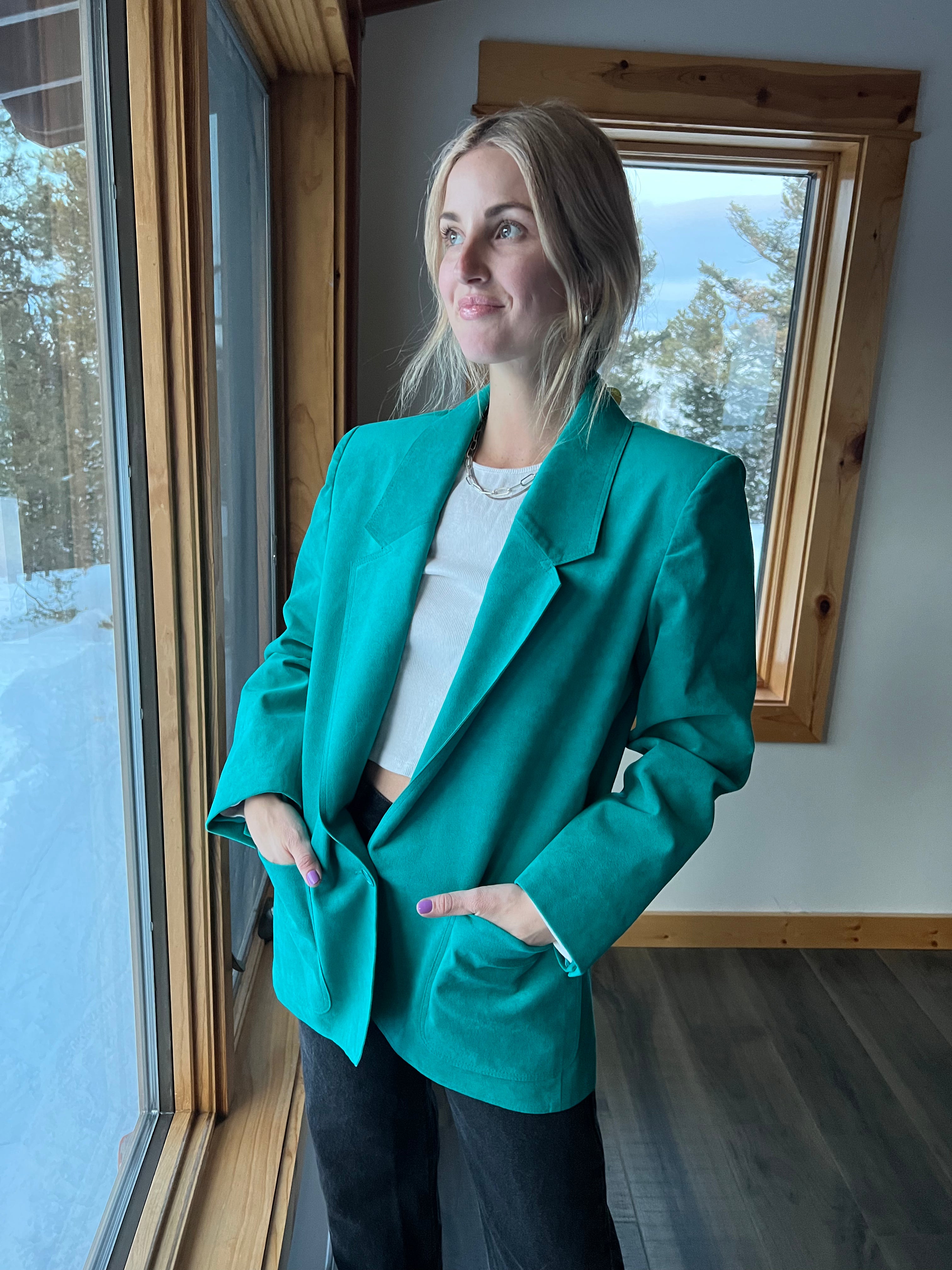78: Teal Suede Blazer