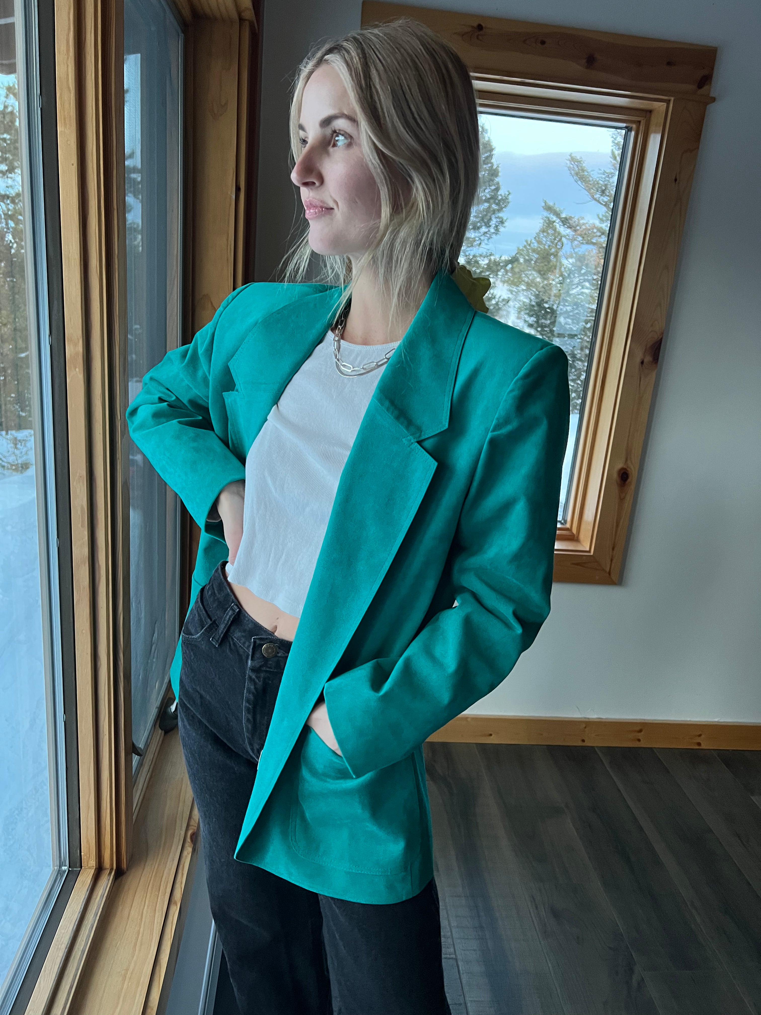 78: Teal Suede Blazer