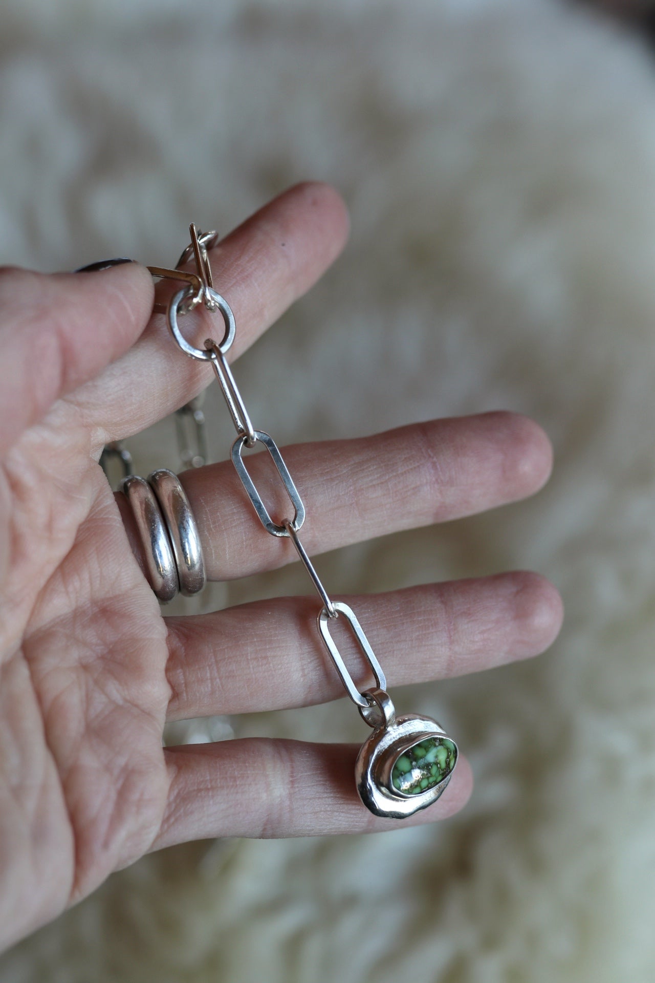 Reversible Turquoise Coin Necklace #2