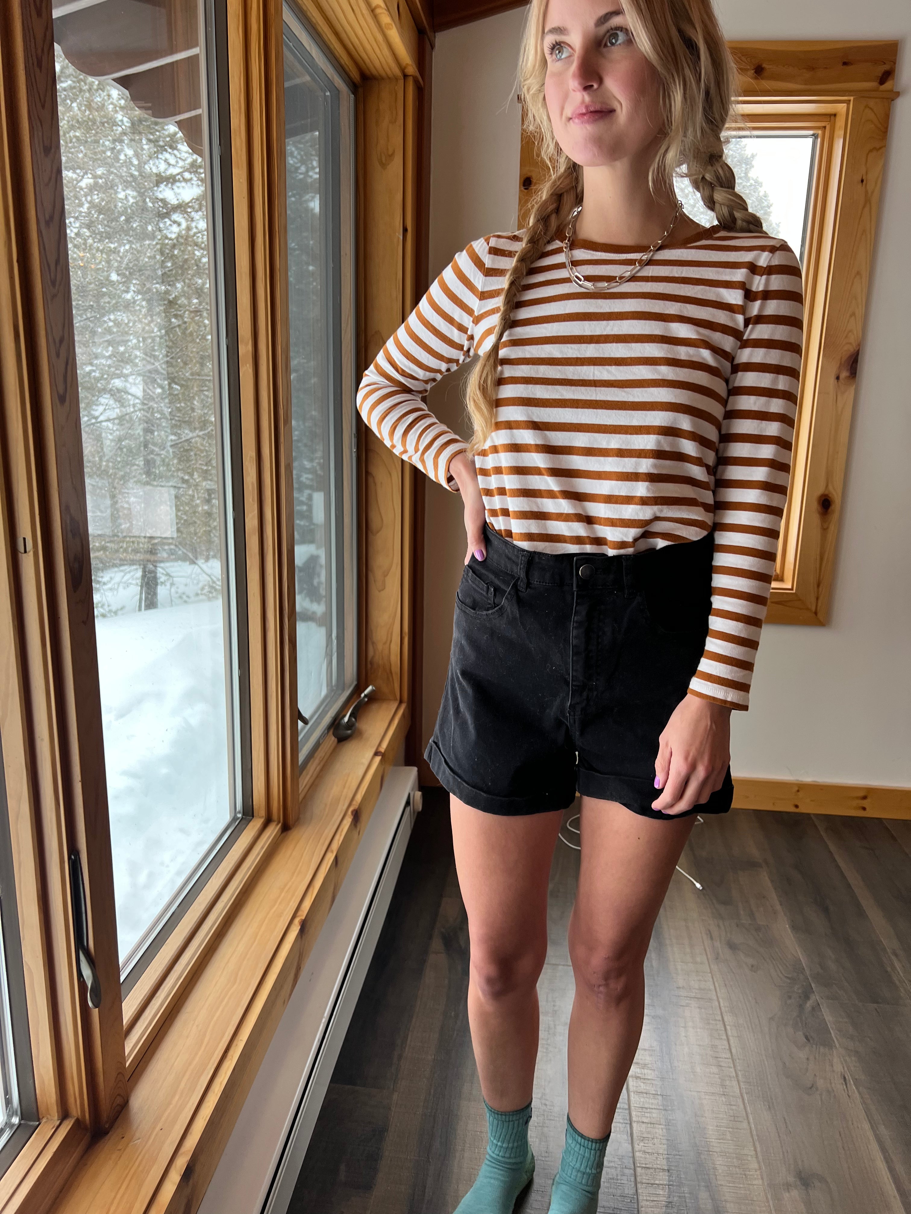 82: Black Denim Shorts