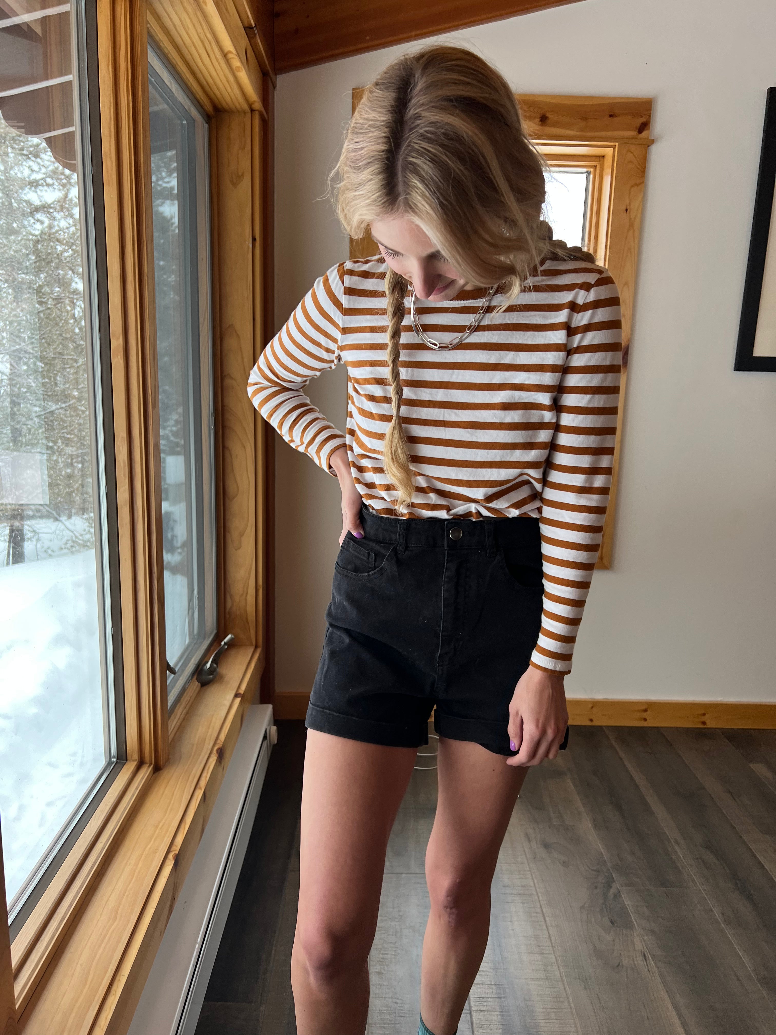 82: Black Denim Shorts