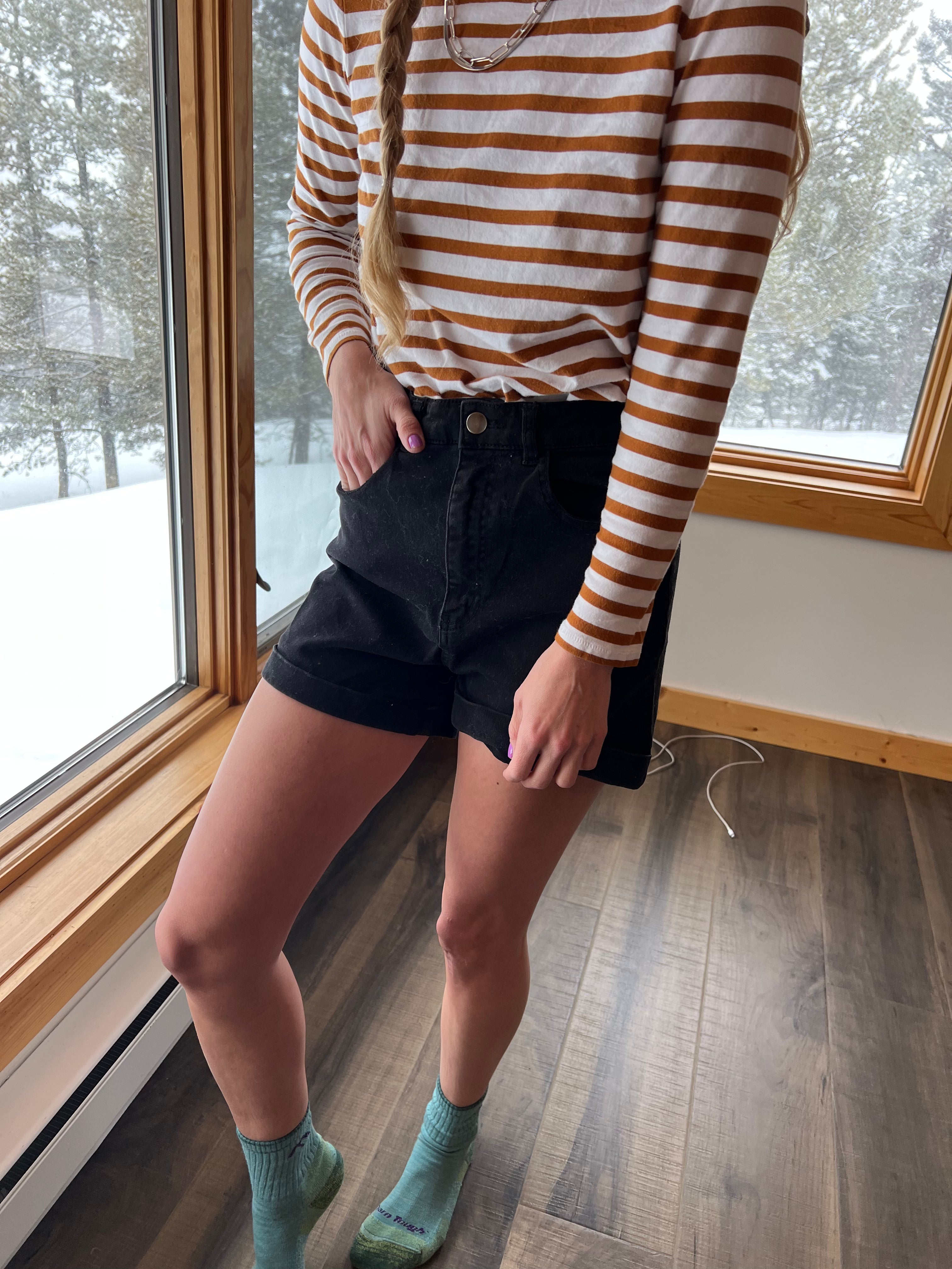 82: Black Denim Shorts