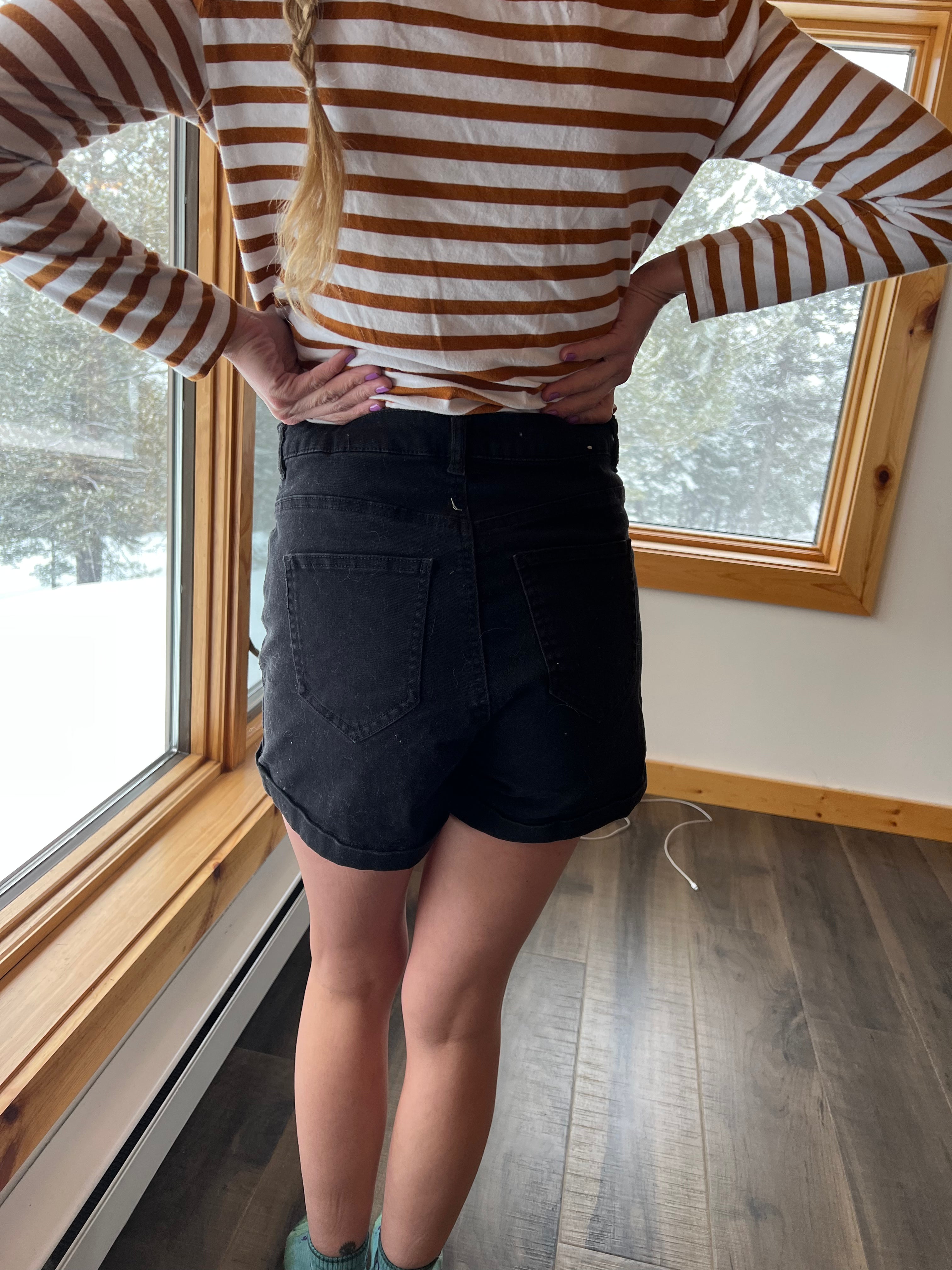 82: Black Denim Shorts