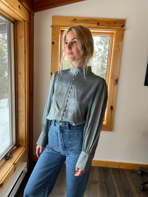 140: Zara Blue Satin Top