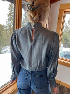 140: Zara Blue Satin Top