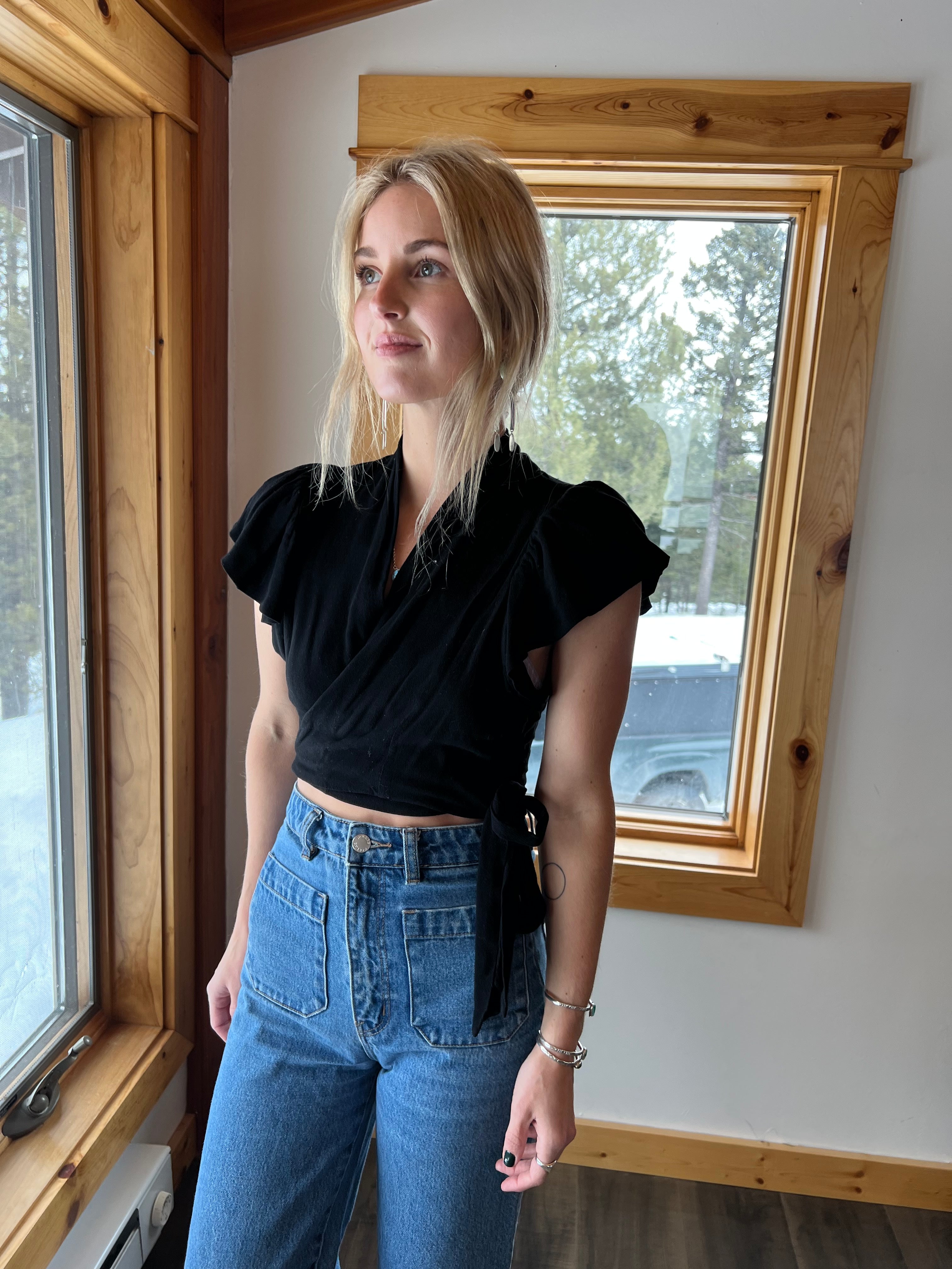 141: Black Wrap Top