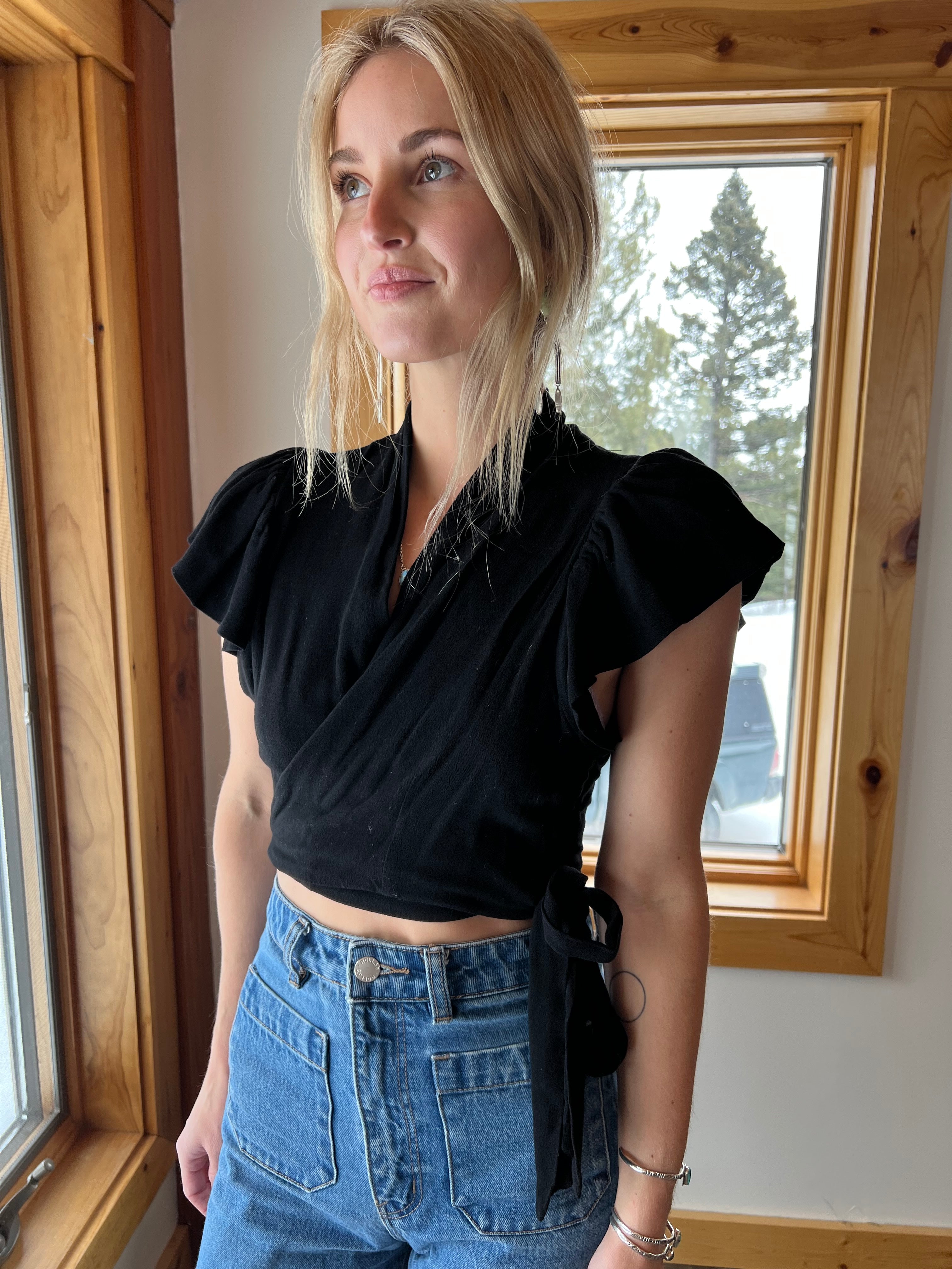 141: Black Wrap Top