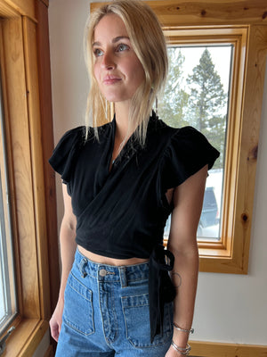 141: Black Wrap Top