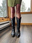 144: Black Leather Acme Cowgirl Boots 6.5